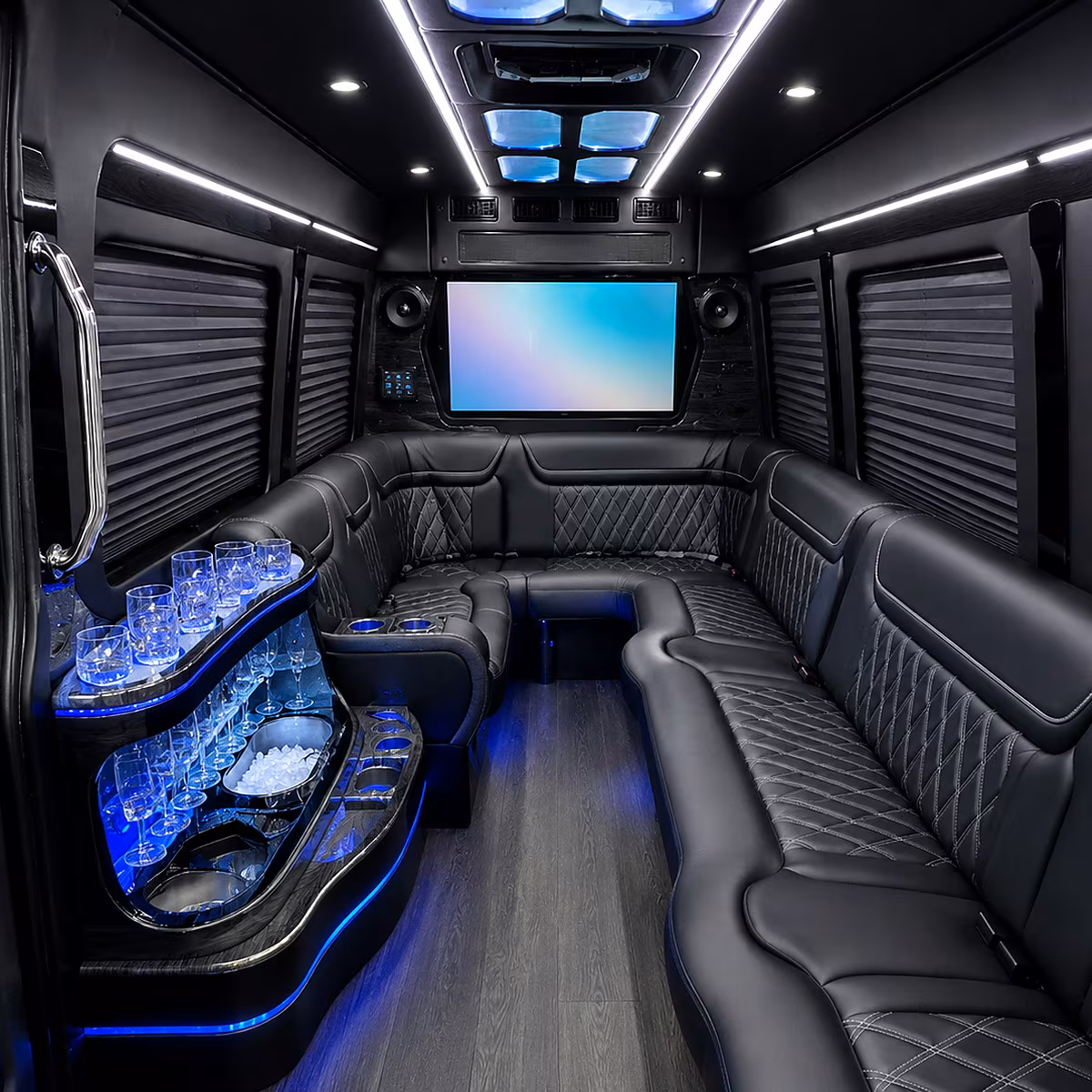 Oceanside Wedding Transportation party bus interior